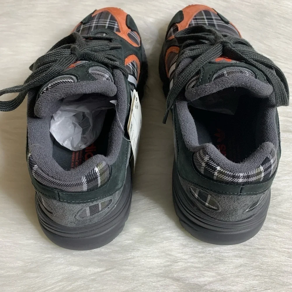 Adidas Mens Yung-1 Plaid Solid Grey Orange Shoes